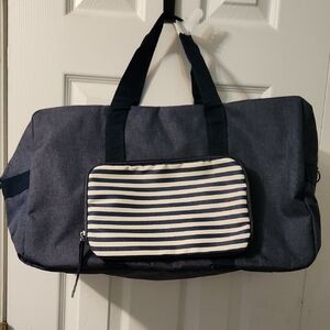 Duffle Bag - Navy and White Striped Duffle Bag